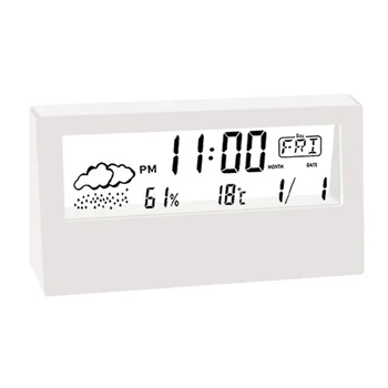 LED termometras Therm==grometer Mult==on Electronic temperatu==midity meter weather station f==or home with================clock