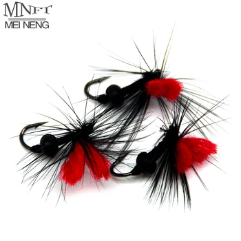 MNFT 10PCS 10# Raudona su juodu pregantu Parašiutas Musė Žūklė Masalas Ant musės Sausos musės upėtakių žvejybai Dirbtinis masalas