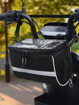 Motociklo vairo krepšiai Neperšlampamas vairo krepšys su jautriu jutikliniu ekranu ir lietaus dangčiu Didelės talpos dviračio vairas Storag