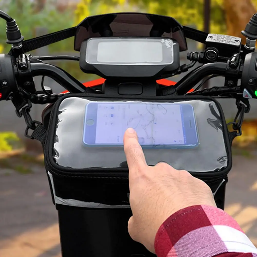 Motociklo vairo krepšiai Neperšlampamas vairo krepšys su jautriu jutikliniu ekranu ir lietaus dangčiu Didelės talpos dviračio vairas Storag Nuotrauka 2