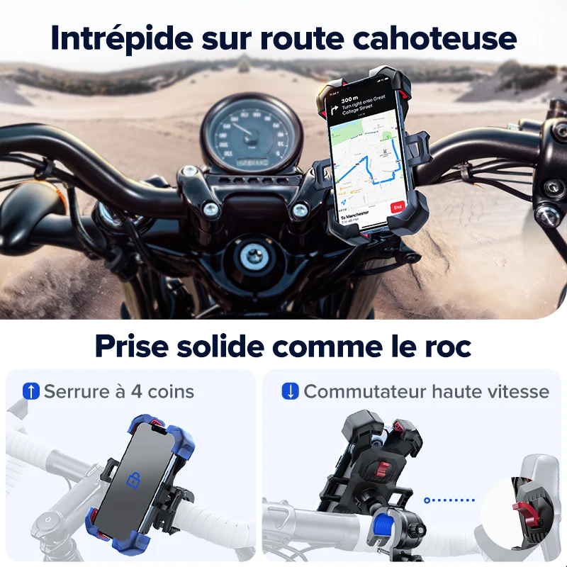 Joyroom 360° View Bike Phone Holder Motociklų telefonų stovas 4.7-7 colių mobiliojo telefono Holde smūgiams atsparus laikiklis GPS spaustukas Nuotrauka 4