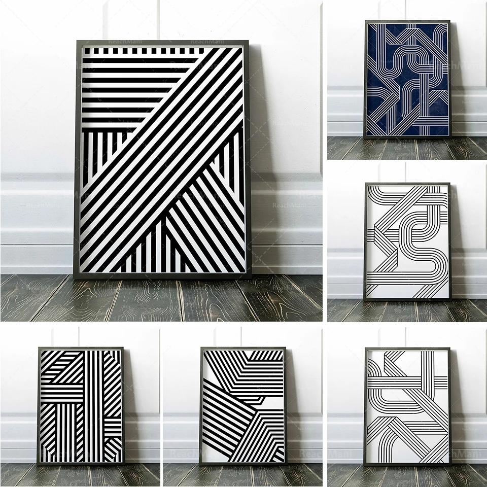 Geometrinė linija modernaus meno rinkinys, dekoratyvinis bohemiškas abstraktaus spausdinimo geometrinis meno rinkinys, minimalistinė meno siena, abstrakti geometrija Nuotrauka 0