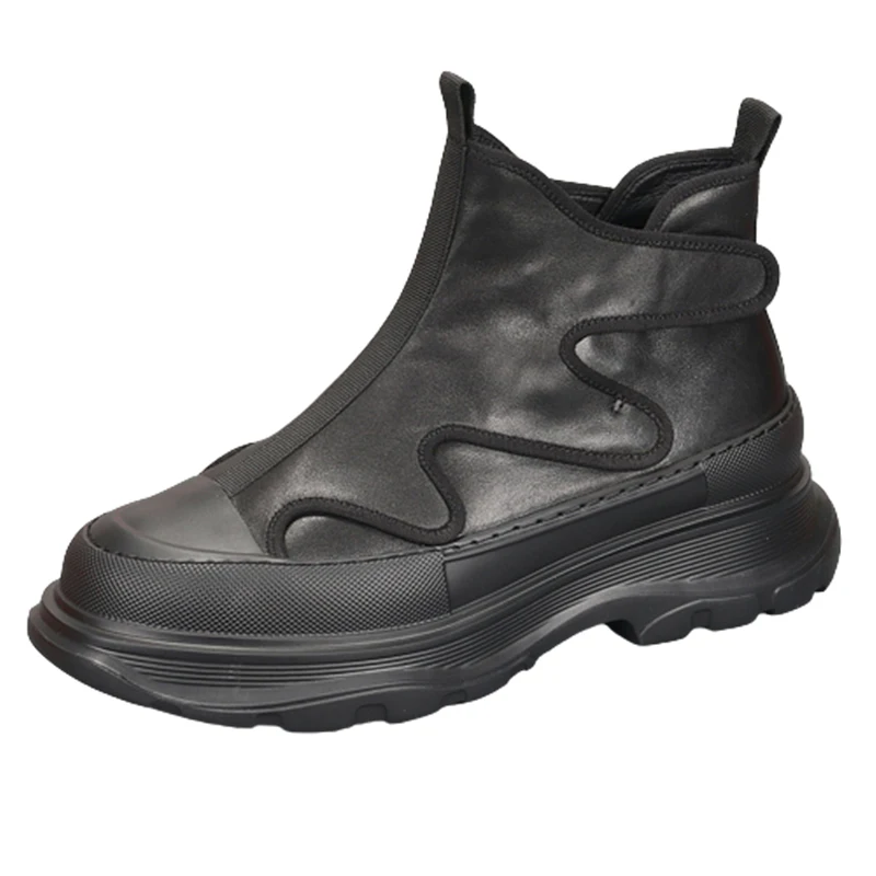 Vyriški batai krenta nauji odiniai stori padai padidinti potvynio batus aukšti viršutiniai batai visi atitinka lengvus paprastus lentinius batus Nuotrauka 1